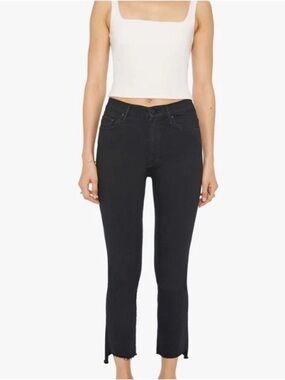 MOTHER Black Ankle Cropped Slim Jeans